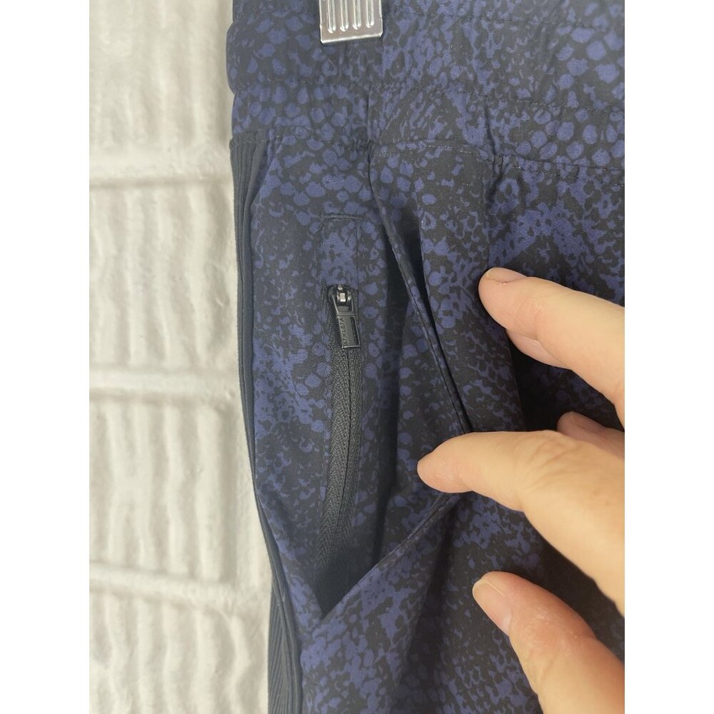 Athleta Pants Size 8 Brooklyn Joggers Dress Blue Python Print Travel Pockets #3 - Picture 7 of 12